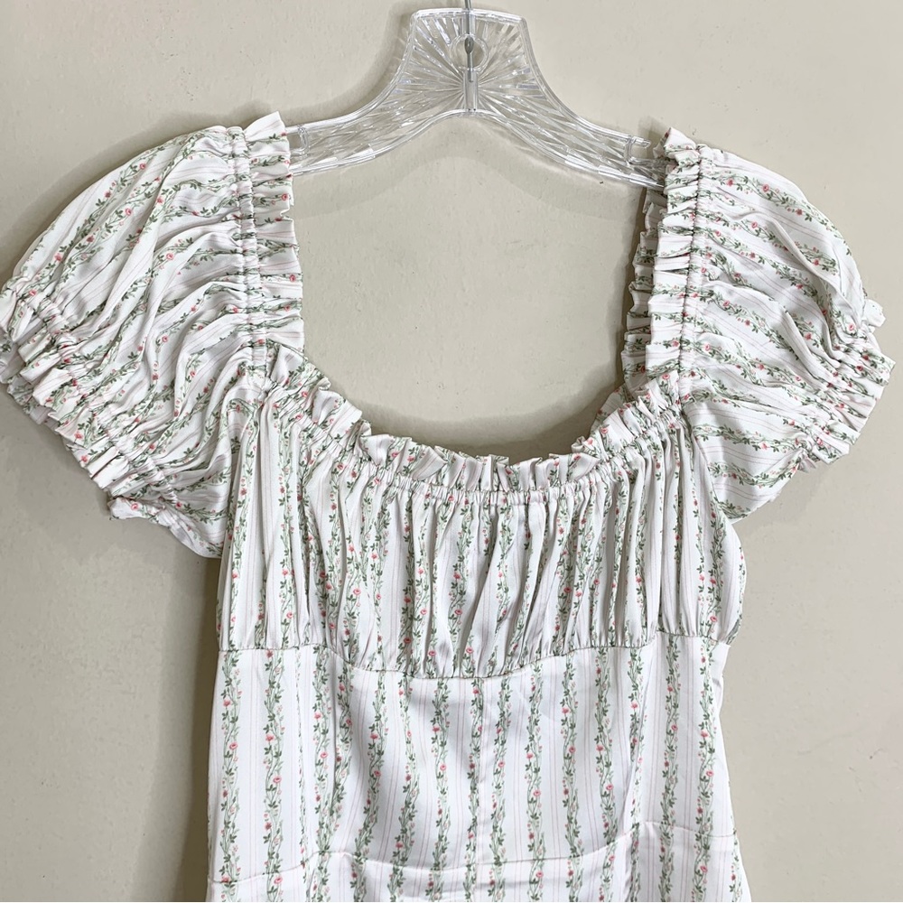 NEW With Jean Isabelle Floral Mini Dress (Sz L / US 8) Paper Daisy Satin - Picture 10 of 14